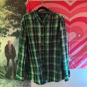 Green Flannel button down